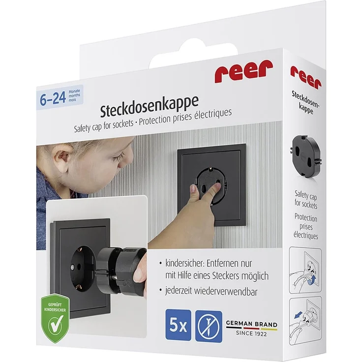 REER Steckdosenkappe schwarz 5 Stück – Bild 8