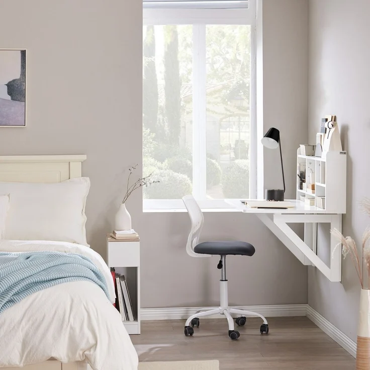 SoBuy FWT07-II-W Schreibtisch, MDF, Lackiert, Weiß, 90 x 78 x 60 cm – Bild 2