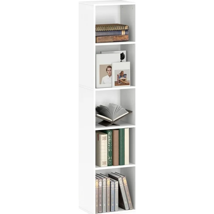 HOMCOM Bücherregal freistehendes Standregal mit verstellbaren Regalböden, Aktenregal für Wohnzimmer, Schlafzimmer, Büro 1-tlg, 30 x 24 x 133,5 cm, weiß