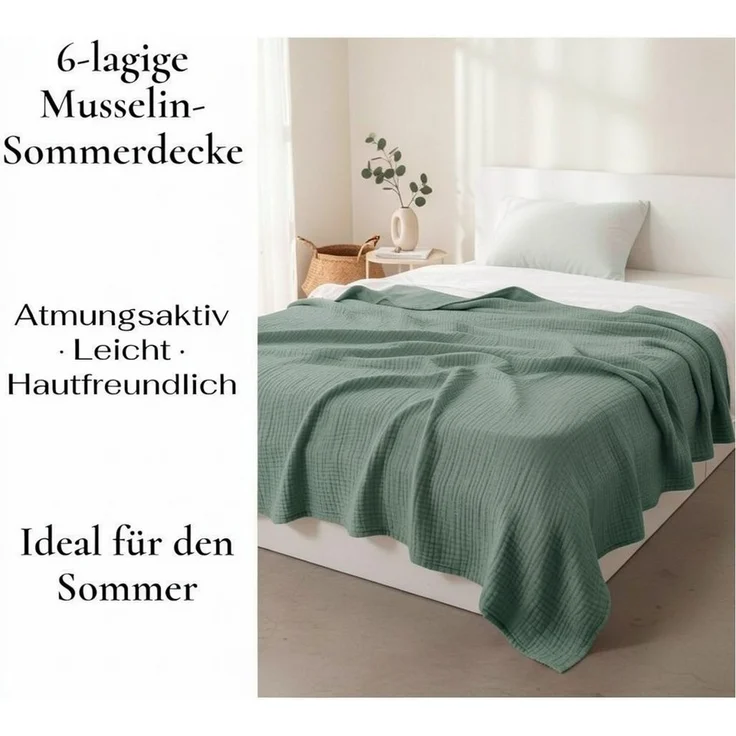 Wohndecke Musselin Decke, JASLIFE, Sommerdecke,100% Baumwolle – Bild 4