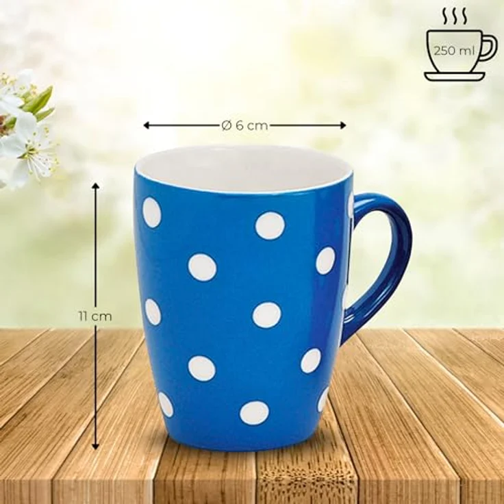 matches21 HOME & HOBBY Tasse Kaffeetassen Punkte-Dekor Bunt, 4er Set, für 250 ml, 4-tlg, Porzellan, Dopamin Deko Kaffeebecher für Tee & Cappuccino – Bild 2