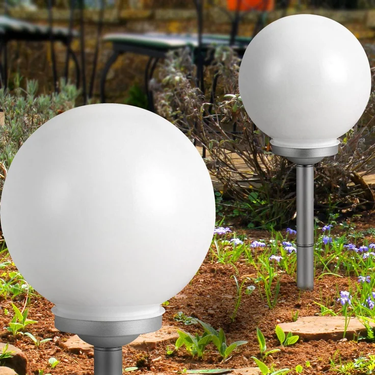 3er Set LED Außen Solarleuchten, Kugel weiß, 15 und 20 cm – Bild 9