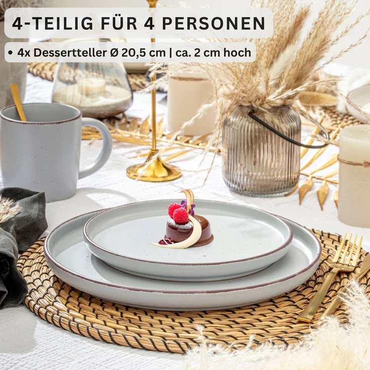 SÄNGER Steingut Dessertteller Bombay Stone 4 teilig – Bild 2