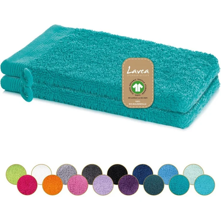 Lavea Waschhandschuh Bali, 16x22cm aus 100% Bio-Baumwolle, einzigartig weiche Waschhandschuhe mit Aufhänger (Set, 2-St), hochwertige und nachhaltige Premium Waschlappen - schonende Reinigung – Bild 1