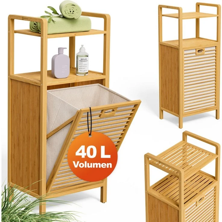 CASARIA® Wäschekorb, Bambus natur, 30 x 40 x 95 cm – Bild 2