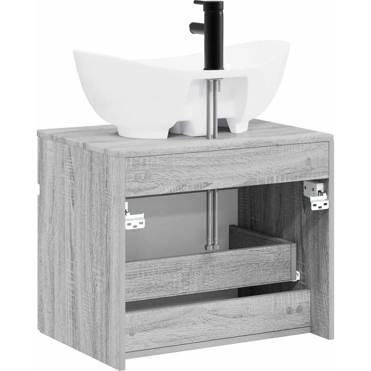 vidaXL Waschbeckenschrank Grau Sonoma 59 x 44,5 x 80 cm Holzwerkstoff 3404316 – Bild 7