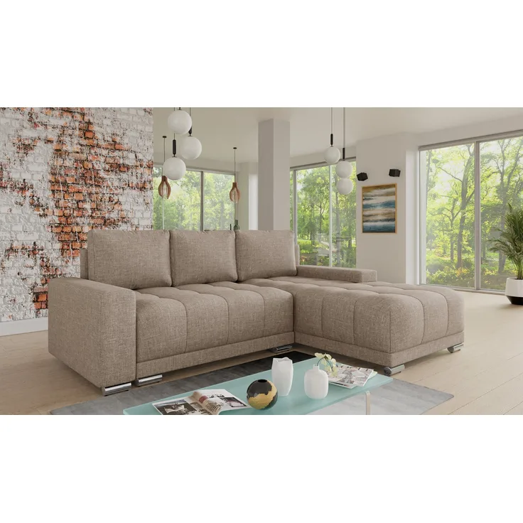 Ecksofa Pavo mit Schlaffunktion und Bettkasten - L-Form Couch mit Bonell-Federkern, Polsterecke, Couchgarnitur, Eckcouch, Sofa, Sofagarnitur (Sawana 27)