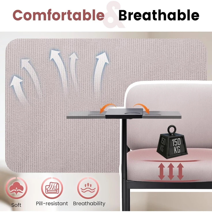 COMHOMA Loungesessel Sessel Relaxsessel Ohrensessel modern, Polsterstuhl mit Metallbeinen, Einzelsofa für Wohnzimmer/Schlafzimmer/Garten, Lila – Bild 6