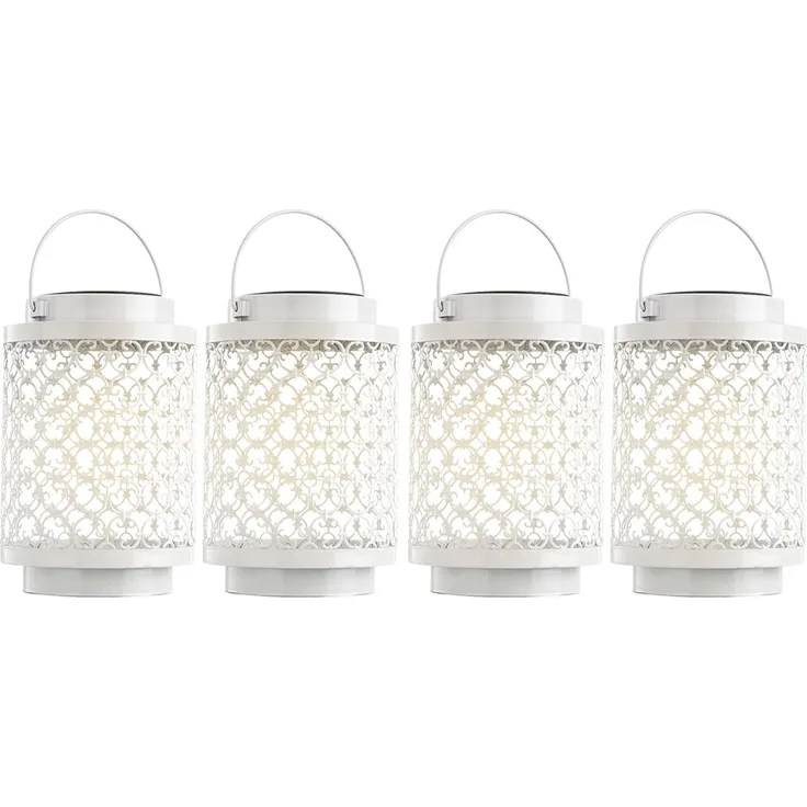 4er Set LED Solarleuchte, weiß, orientalisch, H 18 cm