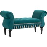 HOMCOM Polsterbank Hockerbank, Bettrbank mit Samtoptik (Sitzbank, 1-St, Schminktischbänke), für Schlafzimmer, Grün