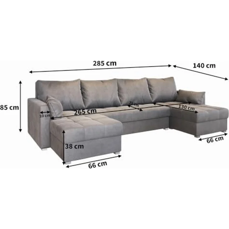 Masseno Ecksofa NAKO, U-Form mit Schlaffunktion und Bettkasten, MONOLITH 04 – Bild 3