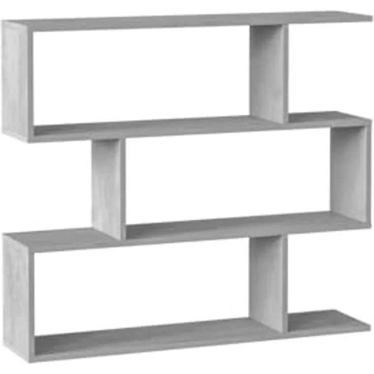 Habitdesign, Bücherregal – flaches Regal mit 6 offenen Fächern, modernes Design in Zementgrau, ideal für Wohnzimmer, Büro oder Jugendzimmer, Maße: 110 x 97 x 24 cm (B x H x T), Modell Athena