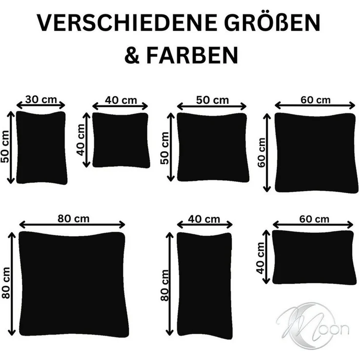 MOON Kissenbezug / Seitenschläferkissenbezug, 2er Pack, 100% Baumwolle, Linon, Schwarz, 40x40 – Bild 2