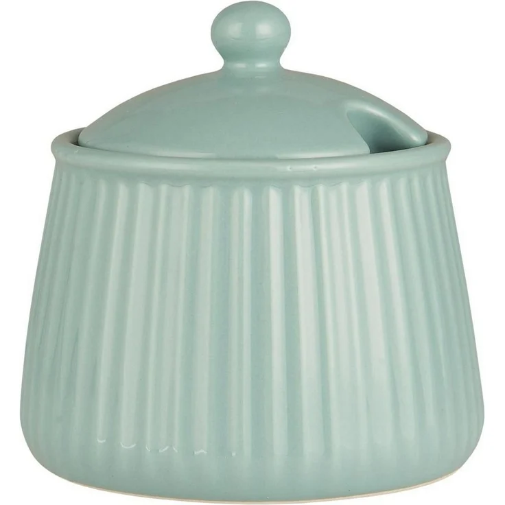 Ib Laursen - Zuckerdose Zuckerschale Mynte Rillen Keramik 2028 green tea 10 – Bild 3