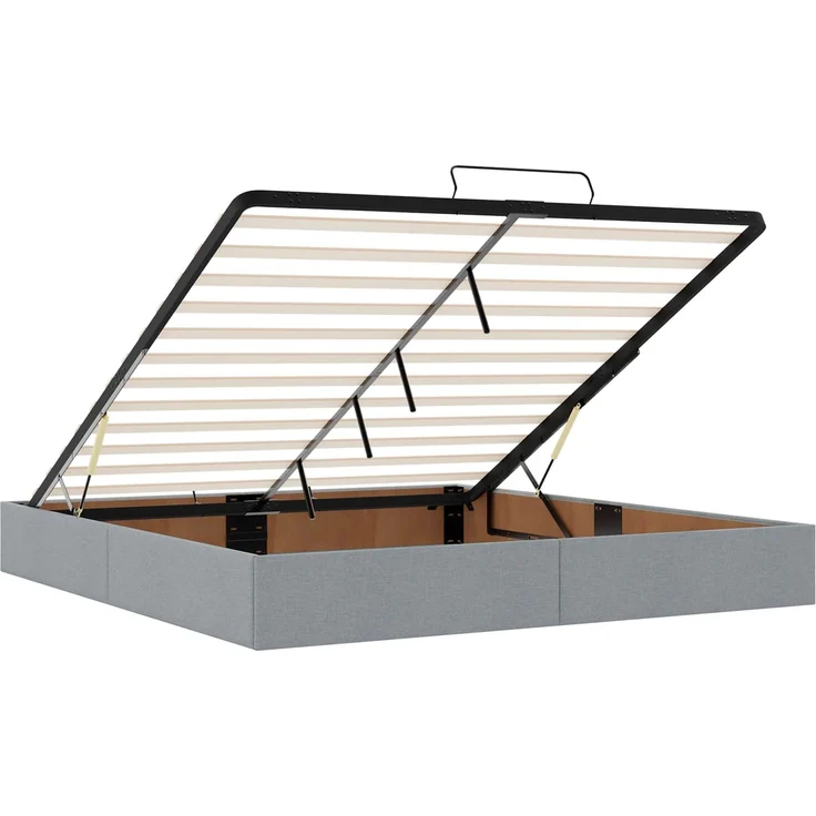 vidaXL Ottoman-Bett mit Matratze und LED Hellgrau 180 x 200 cm Stoff 3458007 – Bild 6