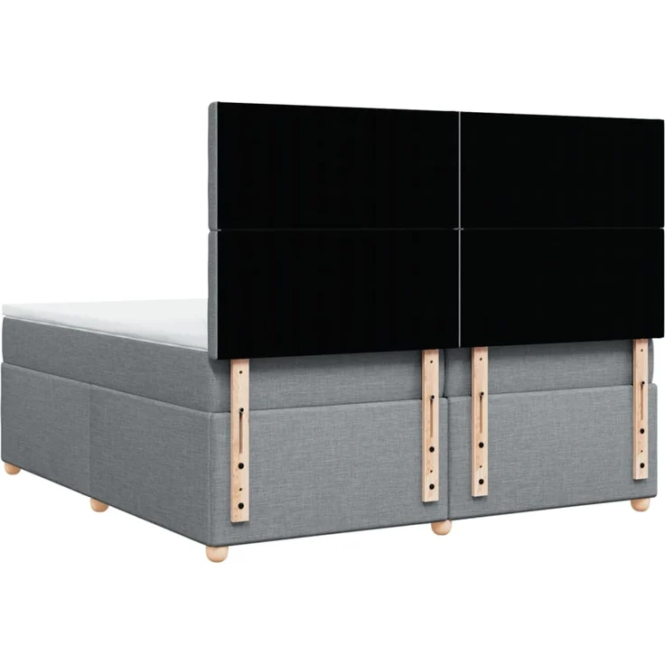 vidaXL Boxspringbett mit Matratze Hellgrau 200x200 cm Stoff 3293701 – Bild 8