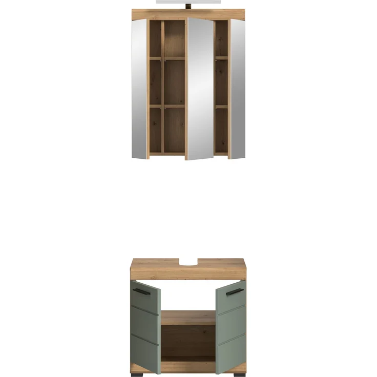 Xonox Scout Badkombination (B/H/T: 60x191x34 cm) in Salbei und Artisan Eiche Nachbildung – Bild 3