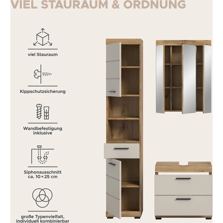 Badkombination B/H/T: 112x191x34 cm in Evoak Oak Nachbildung – Bild 10