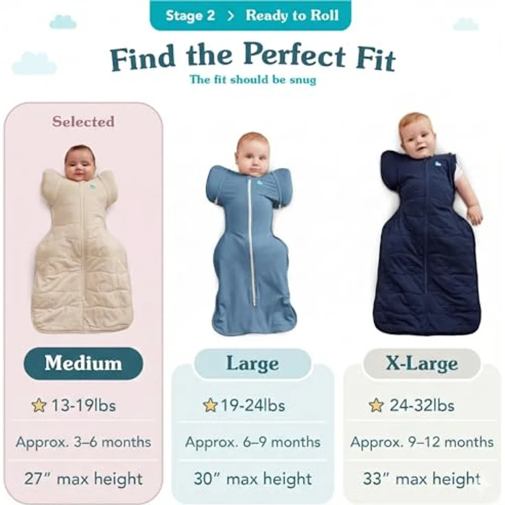 Love To Dream Swaddle UP Übergangssack Lite Medium 6–8,5 kg, Grau, Enge Passform, abnehmbare Flügel, 3,5 Tog Temp (14–16 °C), maschinenwaschbar, Doppelreißverschluss, Von Hebammen empfohlen – Bild 4
