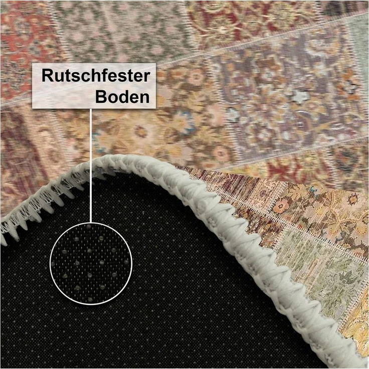 Bamyum Teppich Nadine Teppich mit Chenille-Druck, Waschbarer, Antibakteriell Teppich, Höhe: 80 mm, Einzelstück – Bild 3