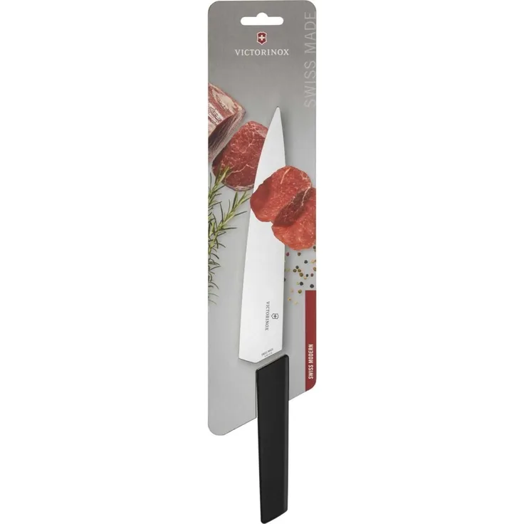 Victorinox, Swiss Modern, Profi Tranchiermesser, Extra Scharfe Klinge, gerader Schliff, 22 cm, Robuster Kunststoffgriff, Rostfreier Stahl, schwarz