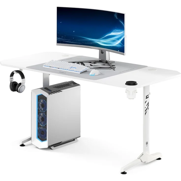 Diablo Gaming Schreibtisch Großer Computertisch stabil PC Tisch mit Kabelmanagement Matte Headsethalter Becherhalter ergonomischer Gamer Tisch robust für Home Office Setup 160 x 75 x 75 cm