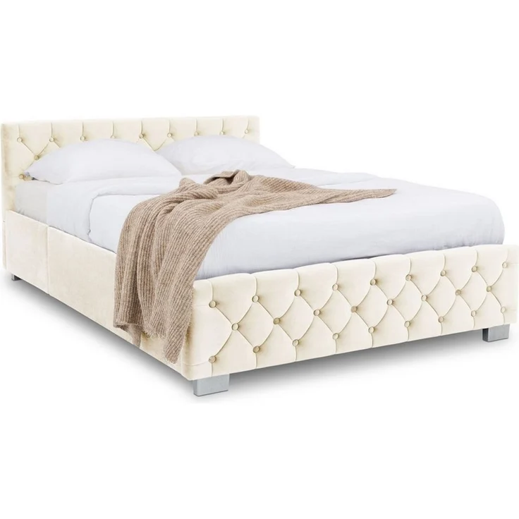 IDIMEX Polsterbett NURI, Bett 160x200 cm mit Samtbezug und Bettkasten Cremeweiß – Bild 2