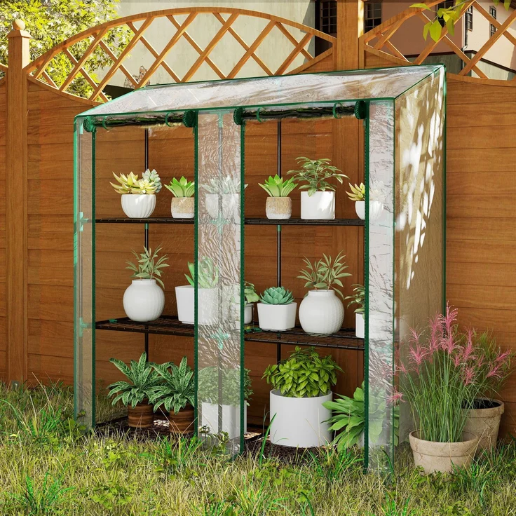 Outsunny Gewächshaus, Stahl, Kunststoff, Transparent, 143L x 46B x 151H cm – Bild 8