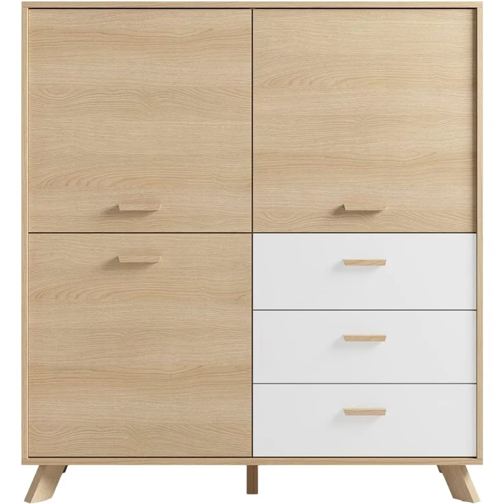 byLIVING Highboard Bastian (1 St), mit massiven Holzfüßen und Griffen, natürlicher Eichenlook, 120cm – Bild 4