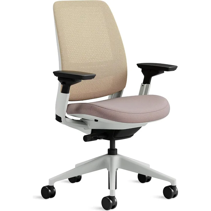 Steelcase Series 2 Bürostuhl mit Netzrücken in Beige und Sitzbezug in Linse
