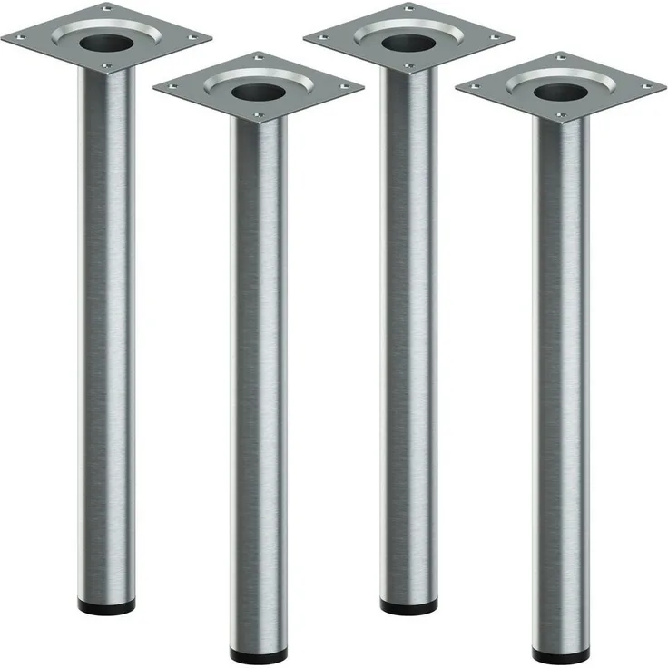 ib style Tischbein Tischbein Ø 30 mm 4er Set Edelstahloptik, Tischfüße - Möbelfüße