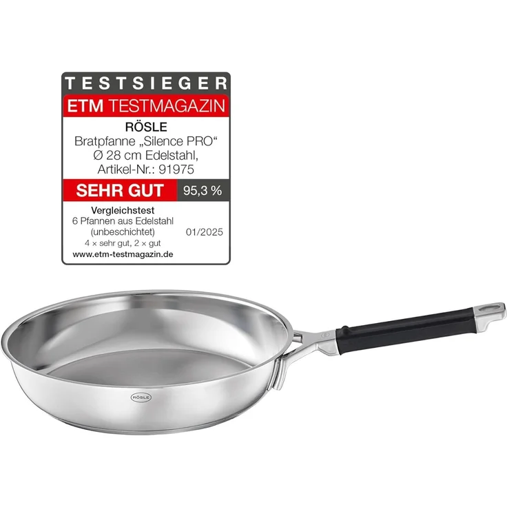 Rösle 'Silence Pro' Bratpfanne, Edelstahl, 28 cm – Bild 1