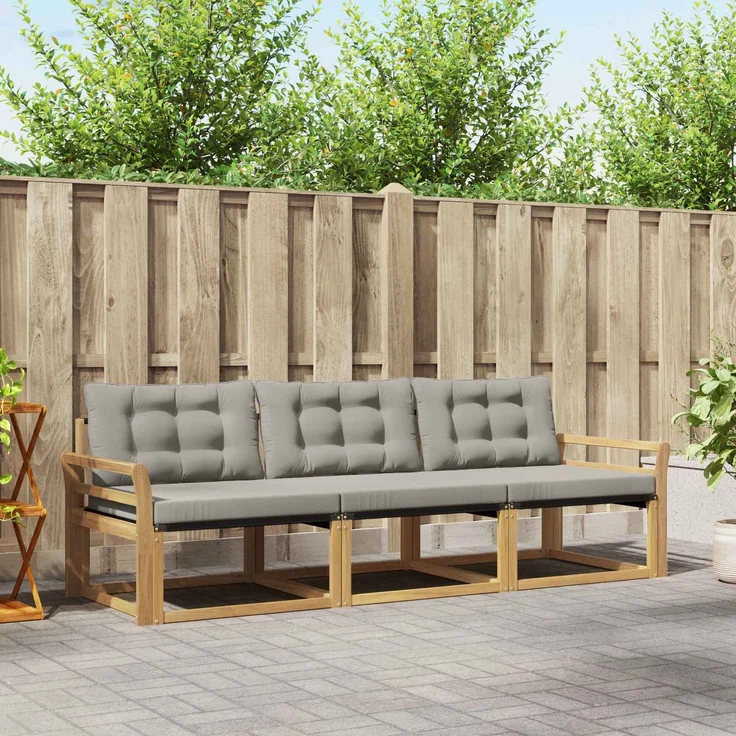 vidaXL Outdoor-Sofagarnitur 3 stk. Weiß und Hellgrau 3388373 – Bild 1