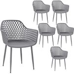 STEELSØN 'Quasira' Gartenstuhl, grau, Kunststoff, wetterfest und UV-beständig, Balkonstuhl bis 120 kg belastbar, 6er Set