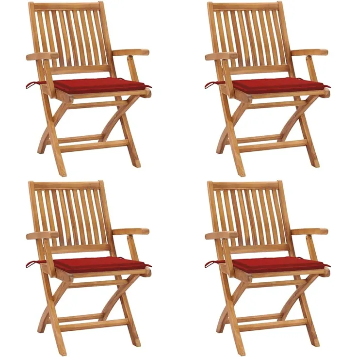 vidaXL Klappstühle mit Kissen, 4-teilig, Massivholz Teakholz 3072729