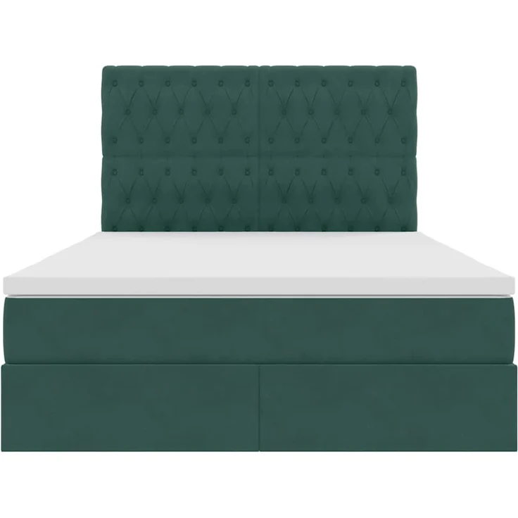 vidaXL Aufbewahrungsbett mit Matratze Dunkelgrün 140 x 200 cm Samt 3372096 – Bild 7