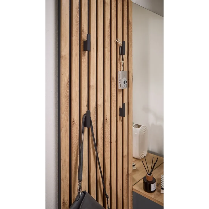 Kompaktgarderobe >Simple< anthrazit / Eiche Artisan - 88x195x35cm (BxHxT) – Bild 10