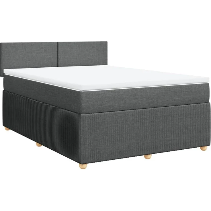 vidaXL Boxspringbett mit Matratze Dunkelgrau 140x190 cm Stoff 3287445 – Bild 2