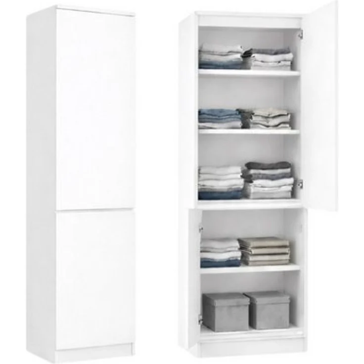 Home Collective Kleiderschrank Garderobenschrank Mehrzweckschrank Schrank platzsparend & vielseitig (50 x 40 x 180,5 cm (BxTxH), ideal für Schlafzimmer Flur & Arbeitszimmer) mit 2 Türig & 5 Einlegeböden in weiß – Bild 4