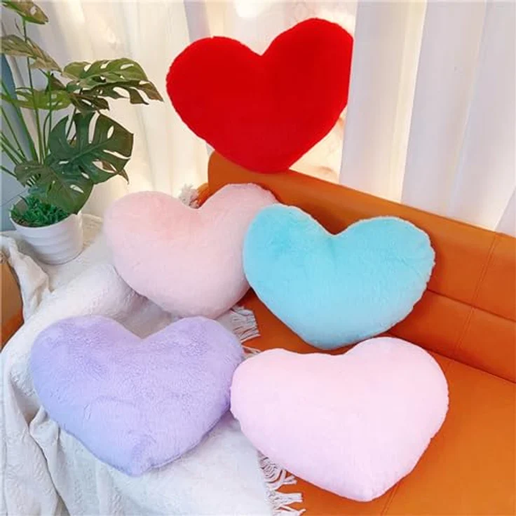 Herzkissen Dekokissen Zierkissen 46x36 cm Herz Kissen Kinderzimmer Decor Herzform Dekokissen Kopfkissen Kissen Zierkissen, Plüsch Kinderkissen für Kinderzimmer Sofa Dekoration (lila) – Bild 6