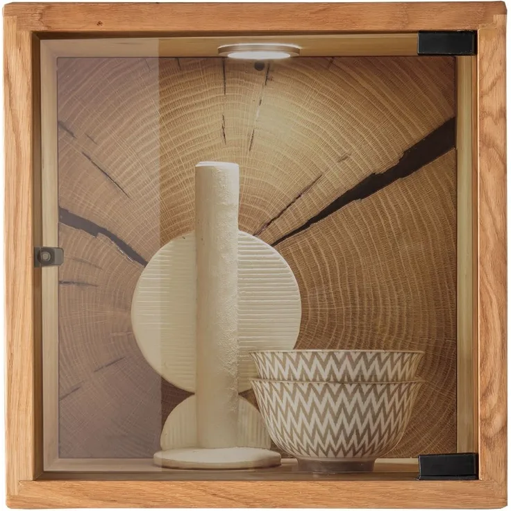 Wandregal >KM-0660< in braun aus Wildeiche massiv geölt - 34x34x20cm (BxHxT)