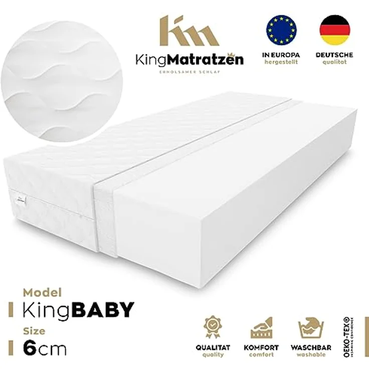 Babymatratze Kindermatratze KingBABY 80x160x6cm aus hochwertigem Kaltschaum, KingMatratzen, 6 cm hoch, Rollmatratze mit waschbarem Bezug – Bild 3