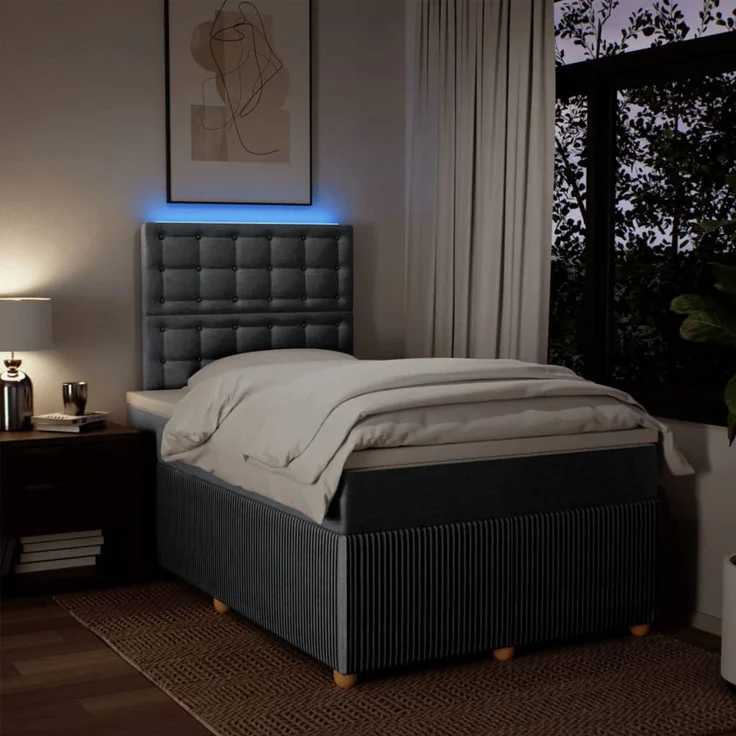 vidaXL Boxspringbett mit Matratze Hellgrau 120x200 cm Stoff 3294337 – Bild 5