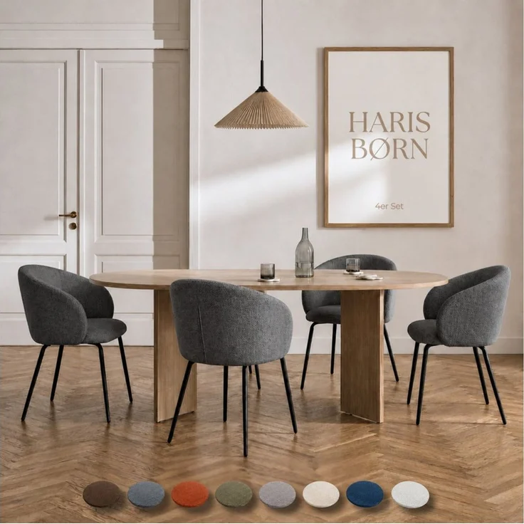 Haris Børn Esszimmerstuhl mit Armlehnen - Hochwertige Polsterstühle für Esszimmer (Set, 4 St), Premium Esszimmer Stühle & Wohnzimmer Stühle – Bild 1