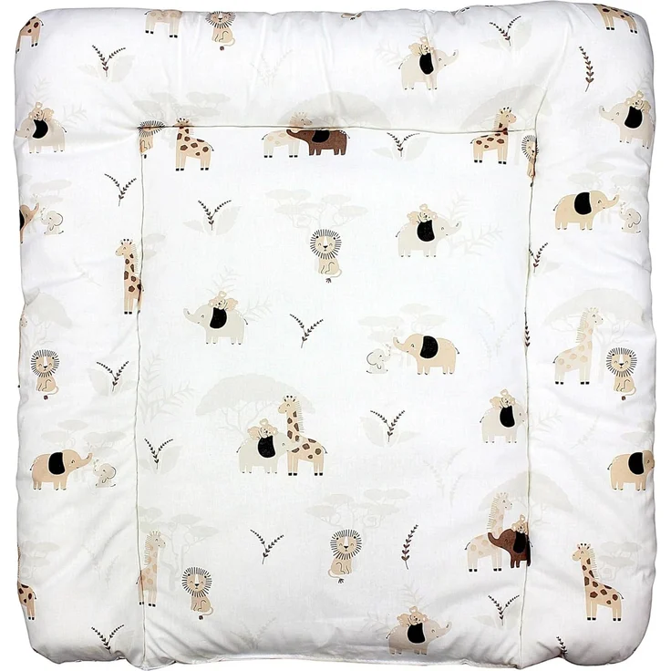TupTam Baby Wickeltischauflage mit Baumwollbezug Gemustert, Farbe: Savanne Beige, Größe: 70x70 cm – Bild 1