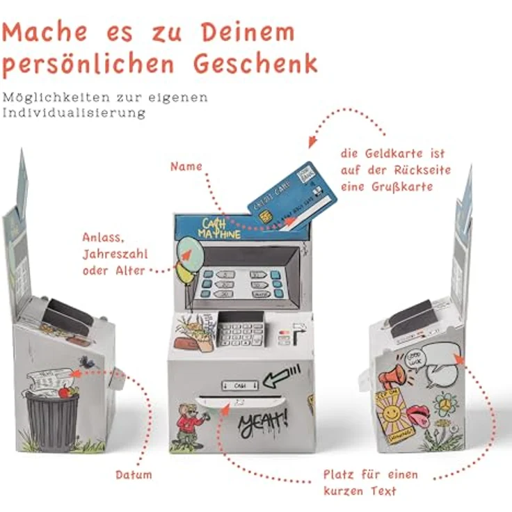 SURPRISA Geschenkbox Geld-O-Mat Geldgeschenk Verpackung – Kreatives DIY Geldautomat, für Geldgeschenke zum Geburtstag, Hochzeit & besondere Anlässe – Bild 4
