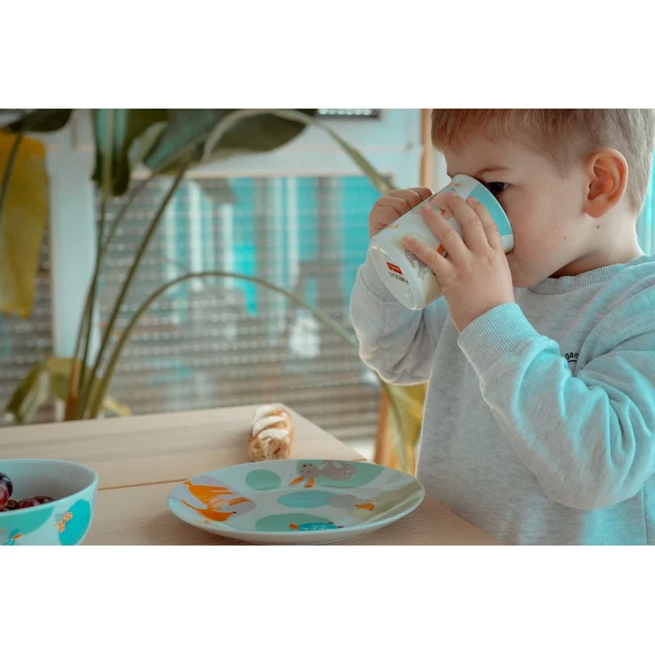 PURESIGNS Kindergeschirr-Set WOODY (3-tlg), 1 Personen, Porzellan, Plastikfreier Essgenuss für die Kleinen – Bild 2