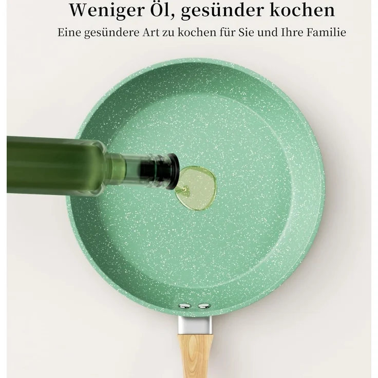Antihaft Bratpfanne 28cm Granitbeschichtung Induktion Pfanne Grün – Bild 4