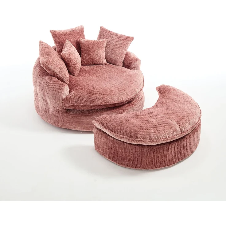 Abrihome Sessel mit Kissen und Verstellfunktion, Rosa, 190,5x138x63 cm – Bild 2