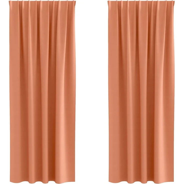 vidaXL Verdunkelungs-Vorhänge mit Ringen 2 stk. Terrakotta Polyester 4107526 – Bild 2